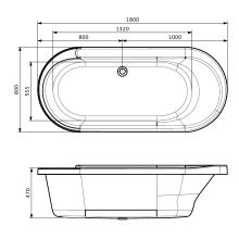 Jaquar Fonte 1700 x 750mm Bath Tub With Metal Frame 