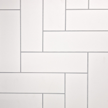 White Straight Herringbone Tile MEGAboard Grout Line 1m Wide PVC Wall Panels