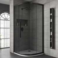 Jaquar One Door 900mm Quadrant Shower Enclosure, Black Frame, Black Glass