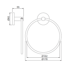 Jaquar Continental Black Matt Round Towel Ring   