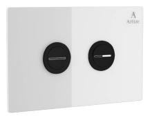 Artize Cilica Pneumatic White Glass Dual Flush Button In Black Matt