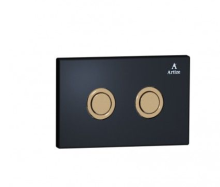 Artize Cilica Pneumatic Black Glass Dual Flush Button In Rose Gold 