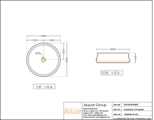 Artize Designer Round Black Matt 500mm Countertop Basin