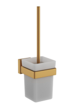 Jaquar Kubix Prime Gold Matt PVD Square Toilet Brush And Holder 