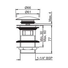 Jaquar Allied Chrome Click Clack Basin Waste ,Slotted