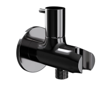 Jaquar Allied Black Chrome Round Wall Outlet With Hose Attachment And Shut Off Valve 