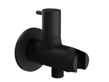 Jaquar Allied Black Matt Round Wall Outlet With Hose Attachment And Shut Off Valve