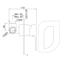 Jaquar Alive Matt Black Concealed 3 Outlet Shower Valve 