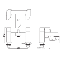 Jaquar Alive Black Matt 2 Hole H Type Bath Filler