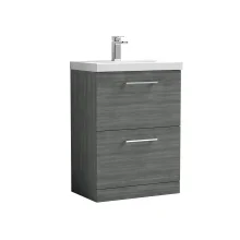 Nuie Arno 600mm Anthracite Floor Standing 2 Drawer Vanity Unit