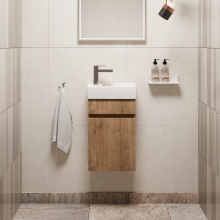 Abacus S1 Concepts Wall Hung Cloakroom Vanity Unit Pack 360mm Left Hand - Halifax Oak