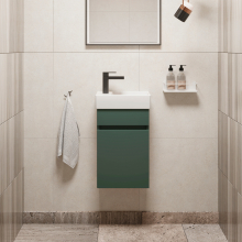 Abacus S1 Concepts Wall Hung Cloakroom Vanity Unit Pack 360mm Left Hand - Matt Green