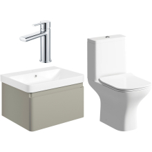 Aylesbury 600mm Matt Latte Vanity Unit and Toilet Bathroom Suite with Chrome Finishes