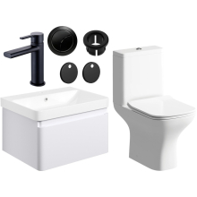 Aylesbury 600mm Matt White Vanity Unit and Close Coupled Toilet Bathroom Suite