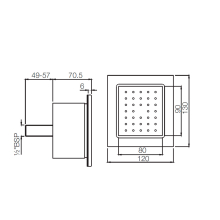 Jaquar Chrome Tilting Rectangular Bodytile 130x120mm Body Jet 