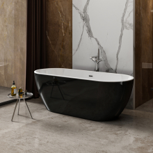 Charlotte Edwards Belgravia Gloss Black 1690 x 730mm Modern Freestanding Bath