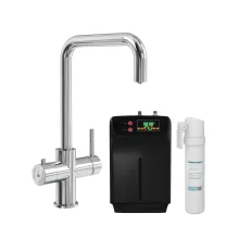 Caliente Ellsi 3 in 1 Chrome Square Spout Boiling Water Kitchen Tap Inc Filter & Boiler