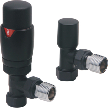 Scudo Black Angled Thermostatic Radiator Valves Twin Pack