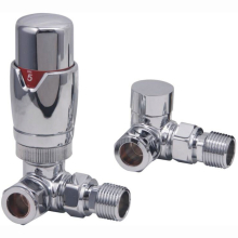 Scudo Chrome Corner Thermostatic Radiator Valves Twin Pack