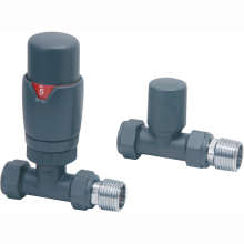 Scudo Anthracite Straight Thermostatic Radiator Valves Twin Pack