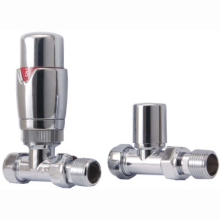 Scudo Chrome Straight Thermostatic Radiator Valves Twin Pack