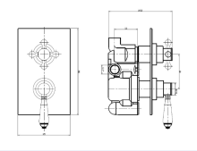 Tec Crosshead Triple Shower Valve With Diverter - Three Outlet - Hudson Reed 