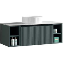 Flauto Smoked Sage Fluted 1000mm Wall Hung Vanity Unit