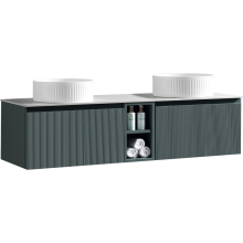 Flauto Soft Coffee Fluted 1400mm Wall Hung Vanity Unit