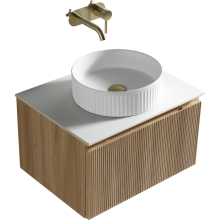 Flauto Smoked Sage Fluted 600mm Wall Hung Vanity Basin Unit