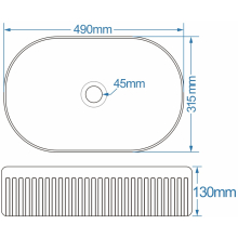 Flauto Fluted Square Ceramic Counter Top Basin