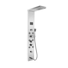 Gio Chrome Shower Tower Panel with Overhead Shower, Body Jets, Handset & Spout
