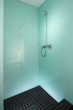 Multipanel Misty Blue Herringbone Tile Effect Shower Board