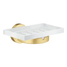 Smedbo Home Porcelain Soap Dish with Brushed Brass Holder