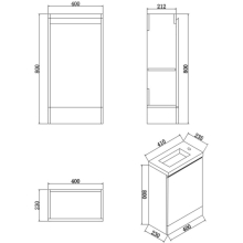 Scudo Esme 450 Matt Black Cloakroom Vanity Unit