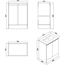 Halite 500mm Matt Grey Waterproof Vanity Unit with Basin