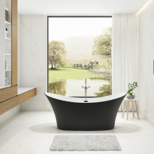 Charlotte Edwards Portobello Matt Black 1590 x 680 Modern Freestanding Bath