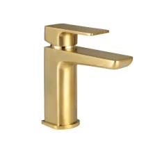 Swan Hazely Brushed Brass Mini Basin Mixer Tap with Pop Up Waste