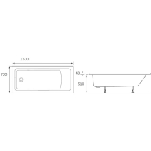 Nuie Linton Square 1700 x 700mm Single Ended Bath