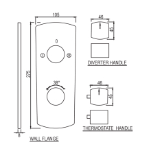 Jaquar Kubix Prime Antique Copper 2 Outlet Thermostatic Shower Mixer Complete set With Concealed Valve