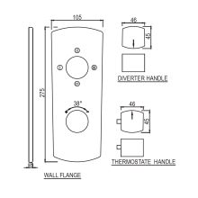 Jaquar Opal Prime Brass Matt 3 Outlet Thermostatic Shower Mixer With Concealed Valve 