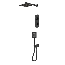 Jaquar Kubix Prime Range Square Shower Kit 2 Outlet Fixed Head & Hand Set in Black Matt