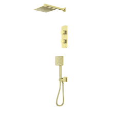 Jaquar Kubix Prime Square Shower Kit 2 Outlet Fixed Head & Hand Set in Matt Brass