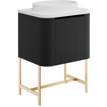 Scudo Linea Cloakroom Fluted Black Basin Vanity Unit