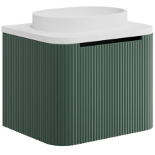 Scudo Linea Curve Reed Green 600mm Wall Hung Basin Vanity Unit