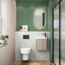 Scudo Linea Cloakroom Fluted Green Basin Vanity Unit