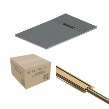 Abacus Elements Linear Uno Wet Room Kit 1200 x 900 x 30mm End Drain - Brushed Brass