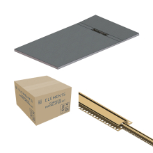 Abacus Elements Linear Uno Wet Room Kit 1400 x 900 x 30mm End Drain - Brushed Brass