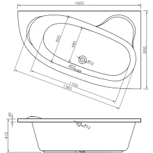 Mallard 1500 x 950mm Left Hand Offset Corner Bath