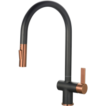 Mayhill Black & Rose Gold Single Lever Pull Out Kitchen Tap