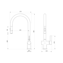 Mayhill Brushed Brass Single Lever Pull Out Kitchen Tap